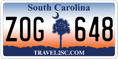 SC license plate ZOG648