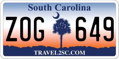 SC license plate ZOG649