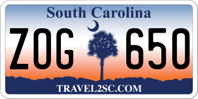SC license plate ZOG650