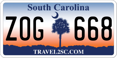SC license plate ZOG668