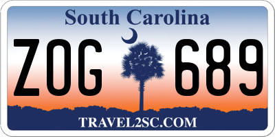 SC license plate ZOG689