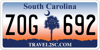 SC license plate ZOG692