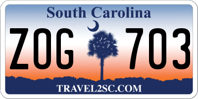 SC license plate ZOG703