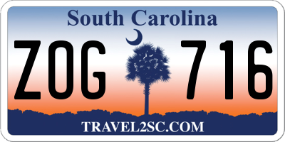 SC license plate ZOG716