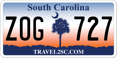 SC license plate ZOG727