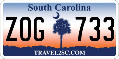 SC license plate ZOG733