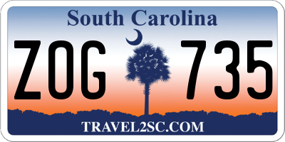 SC license plate ZOG735