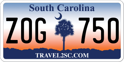 SC license plate ZOG750