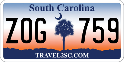 SC license plate ZOG759
