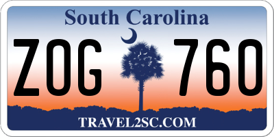 SC license plate ZOG760