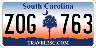 SC license plate ZOG763