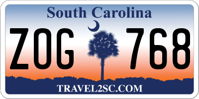SC license plate ZOG768