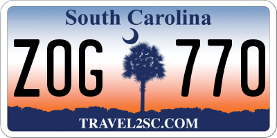 SC license plate ZOG770