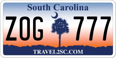 SC license plate ZOG777