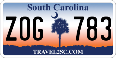 SC license plate ZOG783