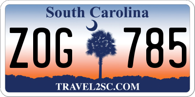 SC license plate ZOG785