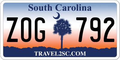 SC license plate ZOG792