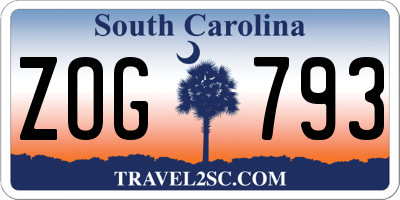 SC license plate ZOG793