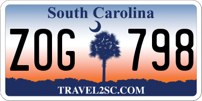 SC license plate ZOG798