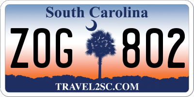 SC license plate ZOG802