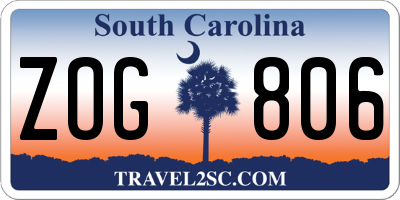 SC license plate ZOG806