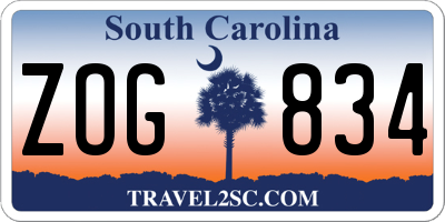 SC license plate ZOG834