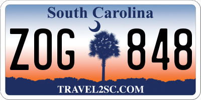 SC license plate ZOG848