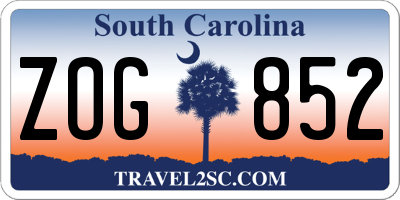 SC license plate ZOG852