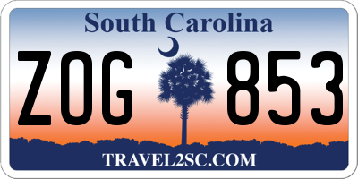 SC license plate ZOG853