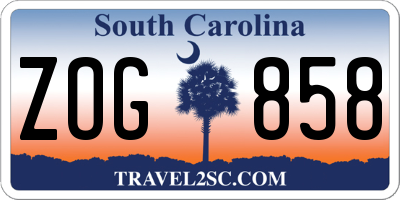 SC license plate ZOG858