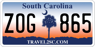 SC license plate ZOG865