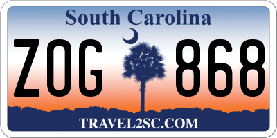 SC license plate ZOG868