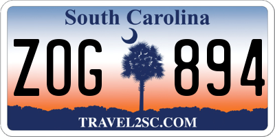 SC license plate ZOG894
