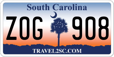 SC license plate ZOG908