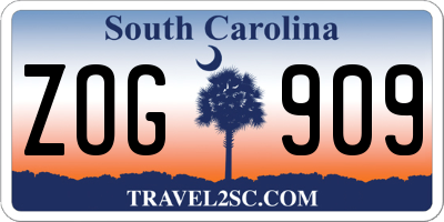 SC license plate ZOG909