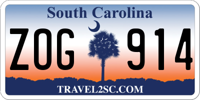 SC license plate ZOG914