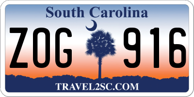 SC license plate ZOG916