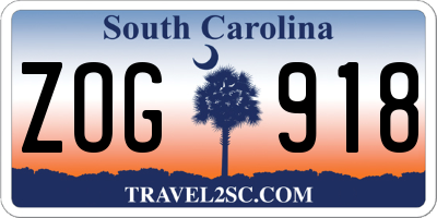 SC license plate ZOG918