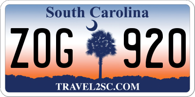 SC license plate ZOG920