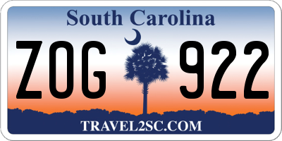 SC license plate ZOG922