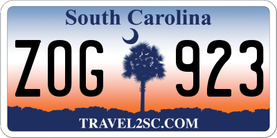 SC license plate ZOG923