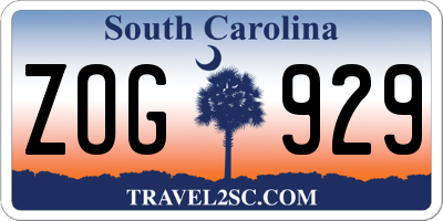 SC license plate ZOG929