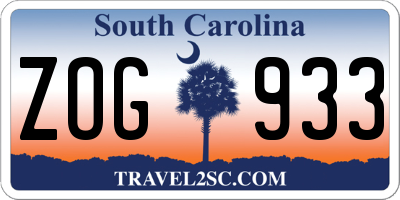 SC license plate ZOG933