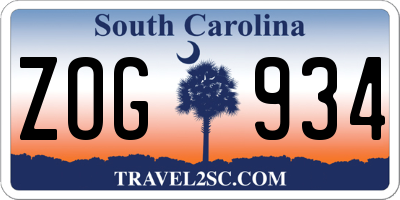 SC license plate ZOG934
