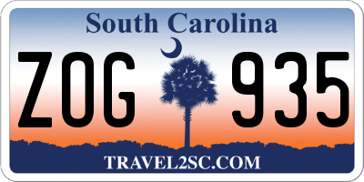 SC license plate ZOG935