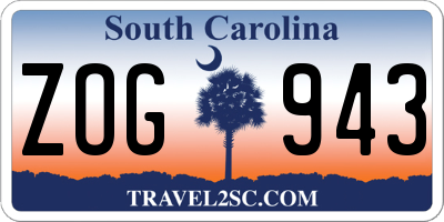 SC license plate ZOG943
