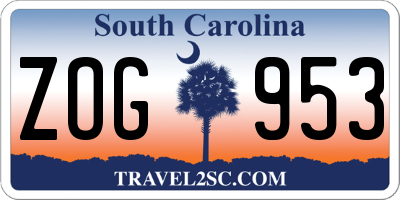 SC license plate ZOG953