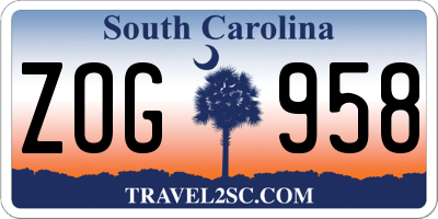 SC license plate ZOG958