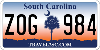 SC license plate ZOG984