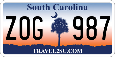 SC license plate ZOG987